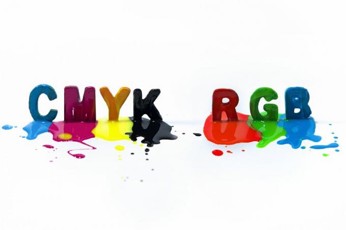 Viacfarebné veľké písmená CMYK RGB