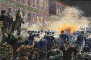 Farebné ilustrácie 1886 Haymarket Square Riot