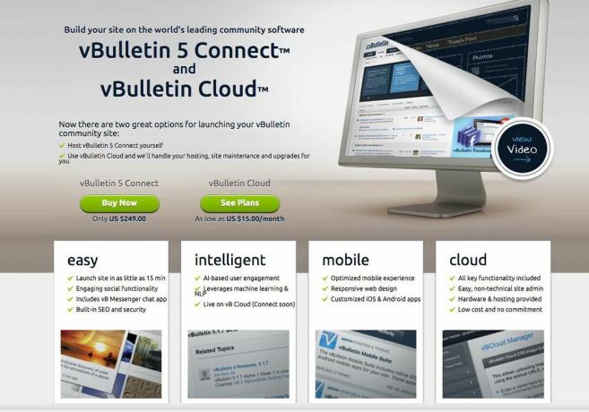 Screenshot softvéru vBulletin na pridávanie fór na web alebo do blogu