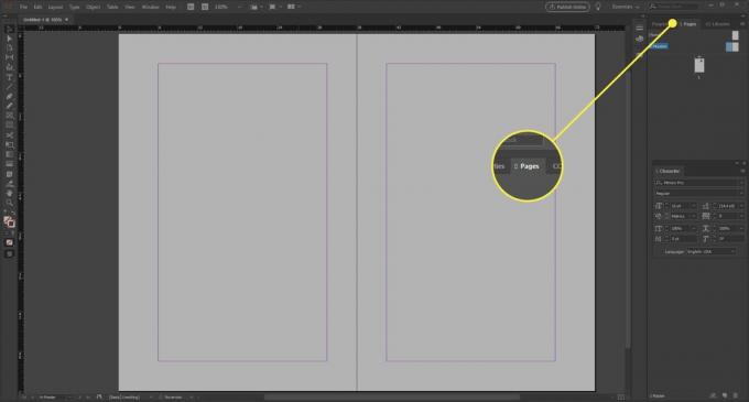 Karta Stránky v aplikácii InDesign