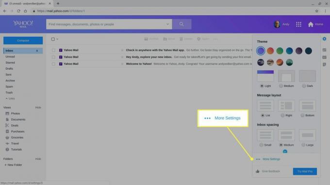 Ďalšie nastavenia v službe Yahoo Mail