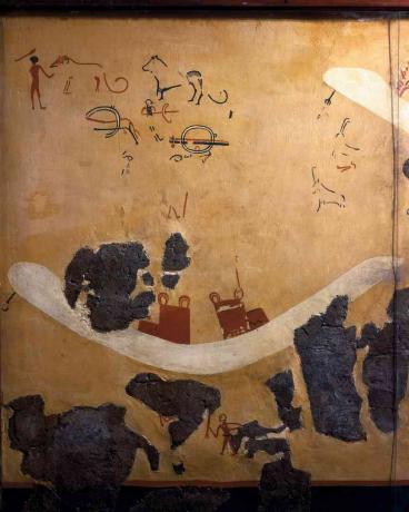 Nástenná maľba pohrebného priestoru v Hierakonpolise, rekonštrukcia