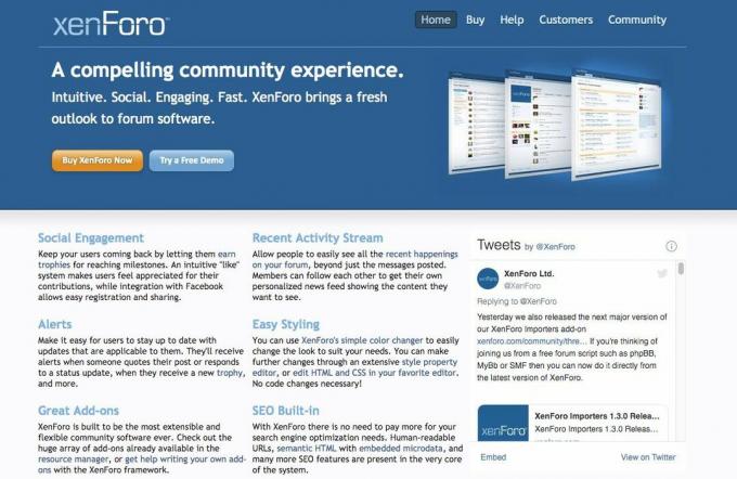 Screenshot nástroja pre fórum XenForo pre blogy a webové stránky