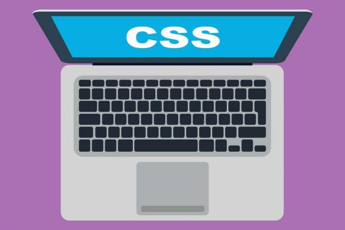 Ilustrácia notebooku s CSS zobrazeným na obrazovke.