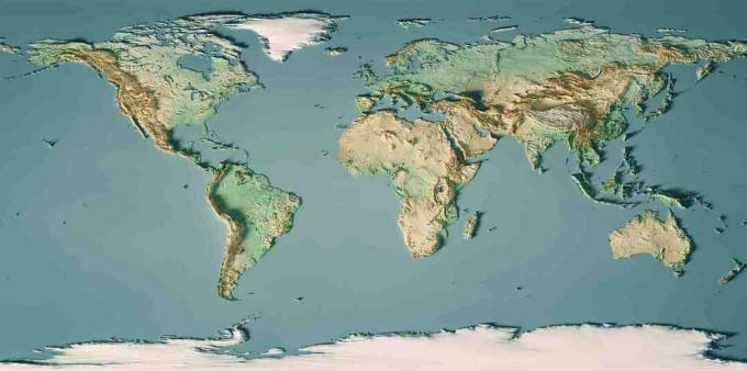 Mapa sveta 3D vykreslenie topografickej mapy