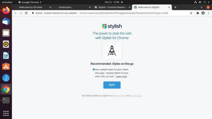 Nainštalovaný prehliadač Google Chrome Stylish