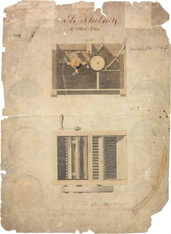 Pôvodný patent Eli Whitneyovej na bavlnený gin zo 14. marca 1794.