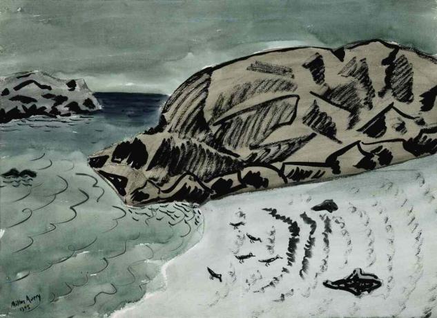 Milton avery prímorská krajina s vtákmi