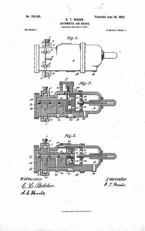 patent pre Granville T. Woodsova automatická vzduchová brzda, 1902