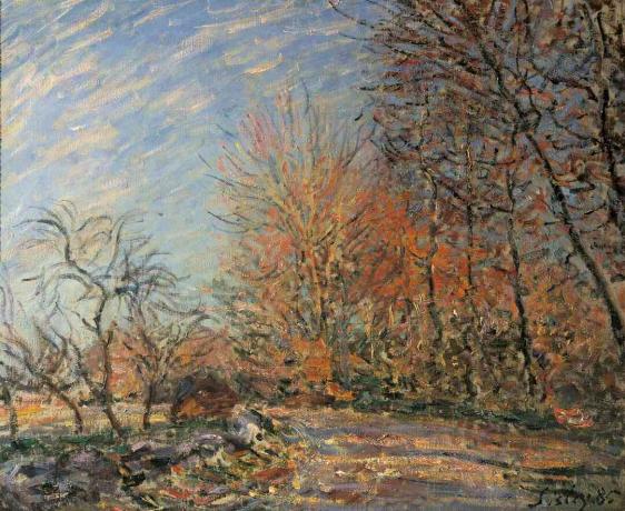 Albert sisley pohľad na fontainebleau dreva