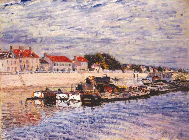 alfred sisley člny na loing