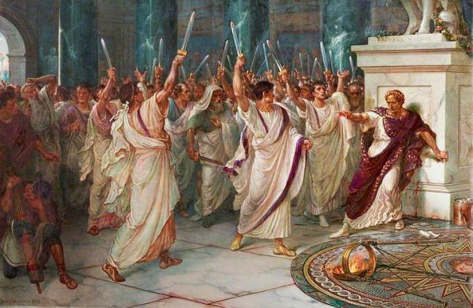 Atentát na Julia Caesara, ktorý namaľoval William Holmes Sullivan, c. 1888