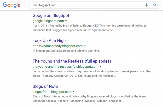 Vyhľadávanie blogspotov na Google