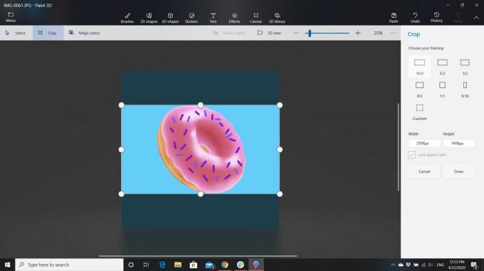 Pomocou programu Paint 3D môžete orezať a zmeniť veľkosť miniatúry